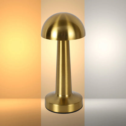 Rechargeable Steel Mushroom Table Lamp | Bedside Lamp - Satin nickel.